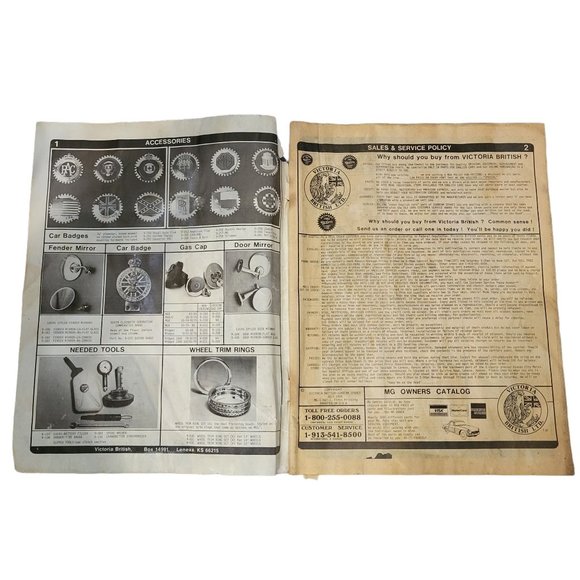 Victoria British Ltd MG Owners Parts Catalog MG.1 July 1984 First Printing - Picture 7 of 14